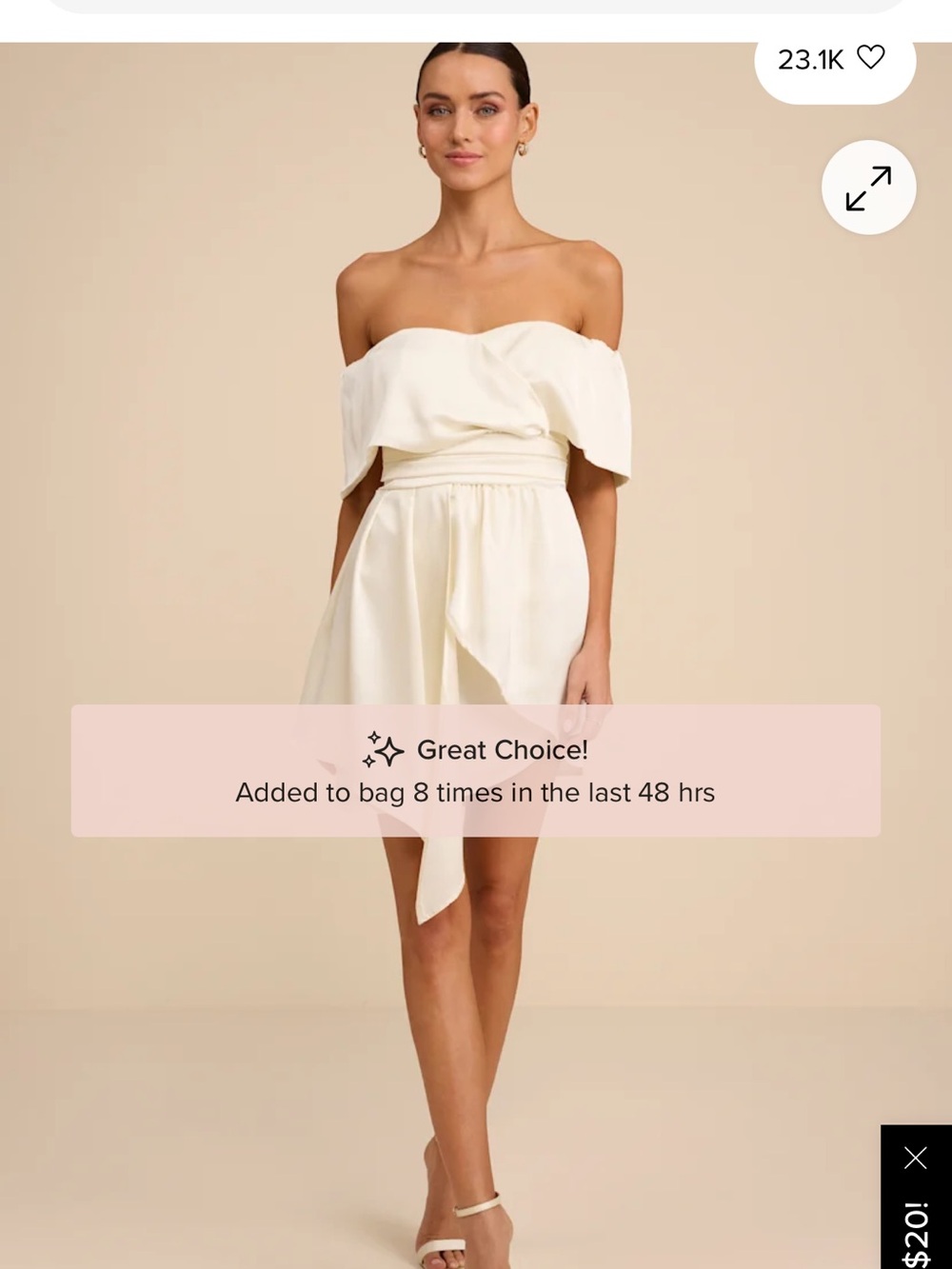 Lulu’s Always Celebrating Ivory Satin Mini Dress